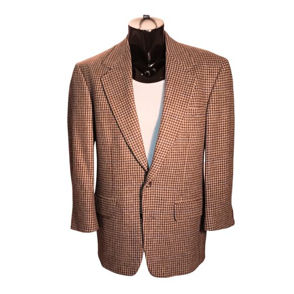 T Anthony Other - Men's 100% Camel Wool Houndstooth Two Button Blazer/Sports Coat Preppy 41 Reg
